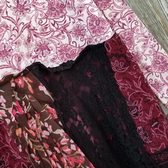 Boho floral print tunic Patchwork Upcycled - Picture 2 of 8